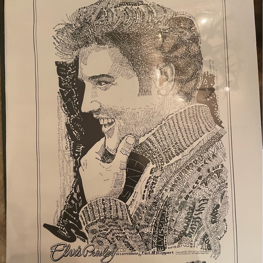 Super fun Elvis pencil copy. The entire picture is made using the word Elvis